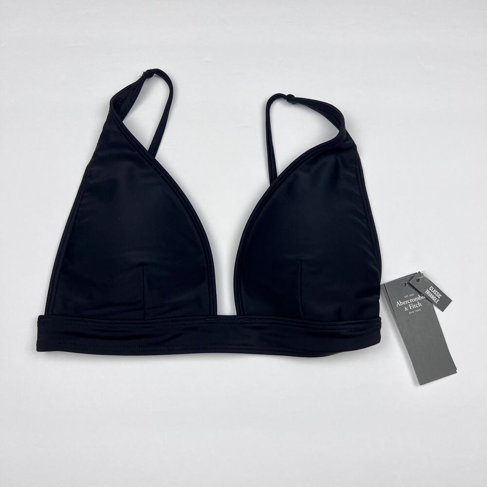 NWT Abercrombie and Fitch Bikini Top Classic Triangle Black Summer Swim Resort